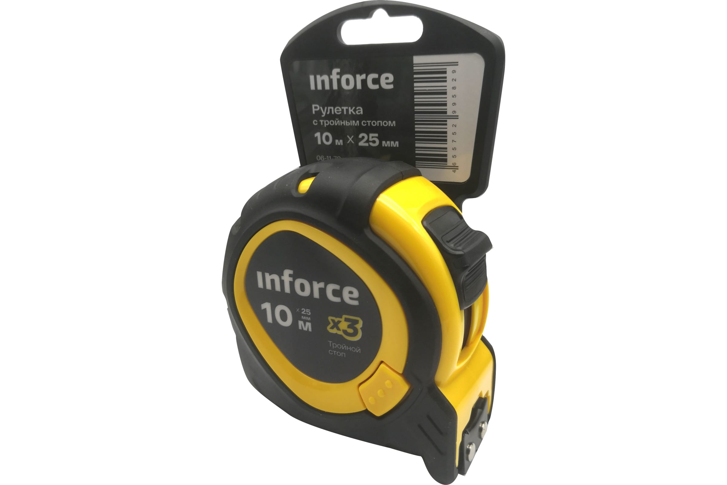 Рулетка Inforce с тройным стопом, 10х25 06-11-78 с тройным стопором рулетка fit