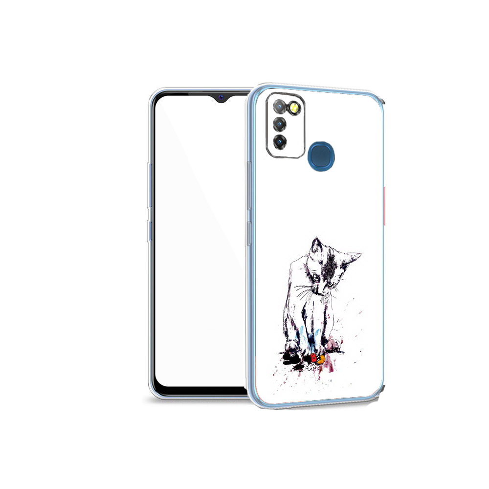 

Чехол MyPads Tocco для Infinix Hot 10 Lite кот и микки, Прозрачный, Tocco