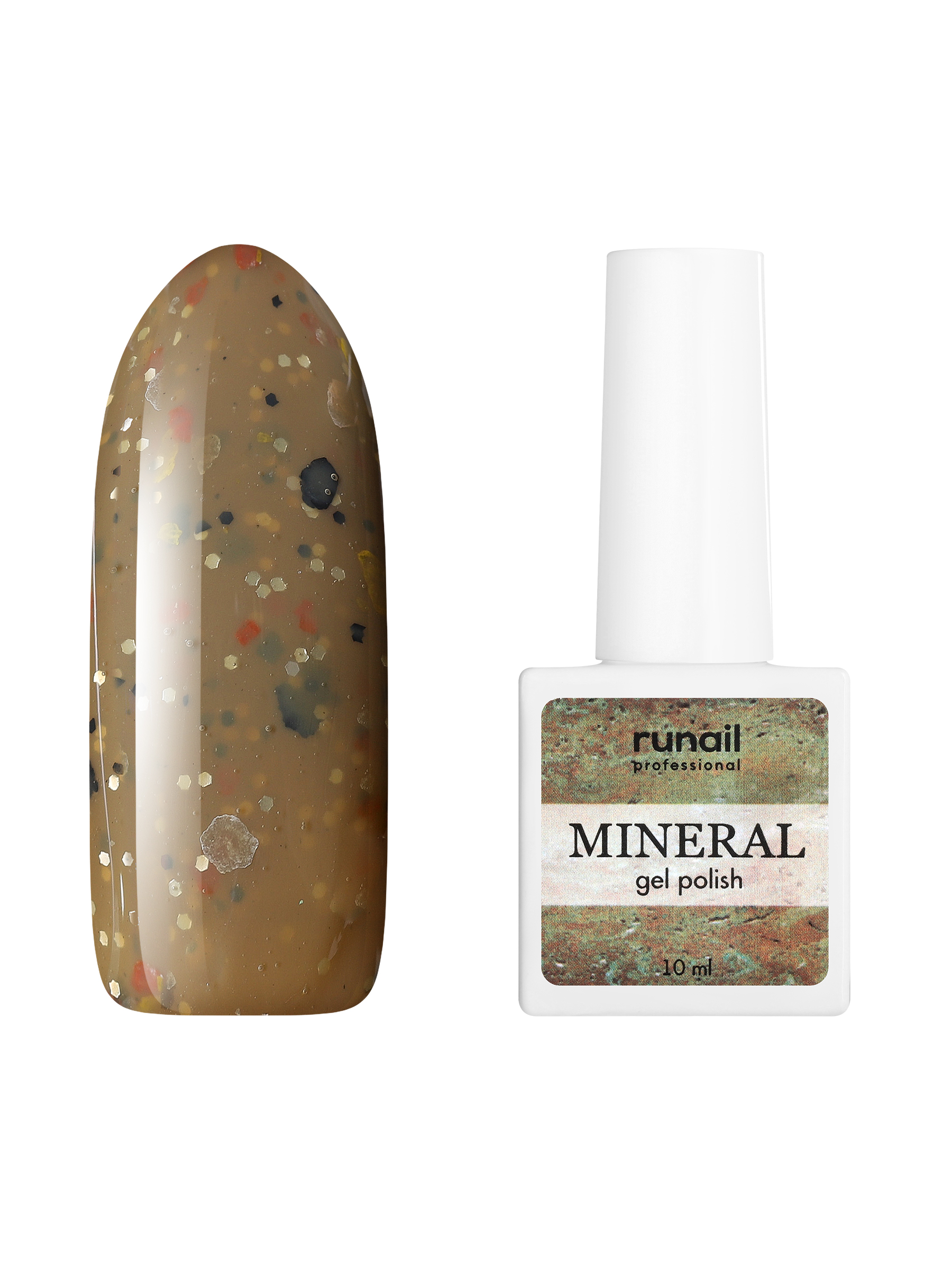 

Гель-лак для ногтей ruNail Mineral №7279 с хлопьями и поталью профессиональный, 10 мл