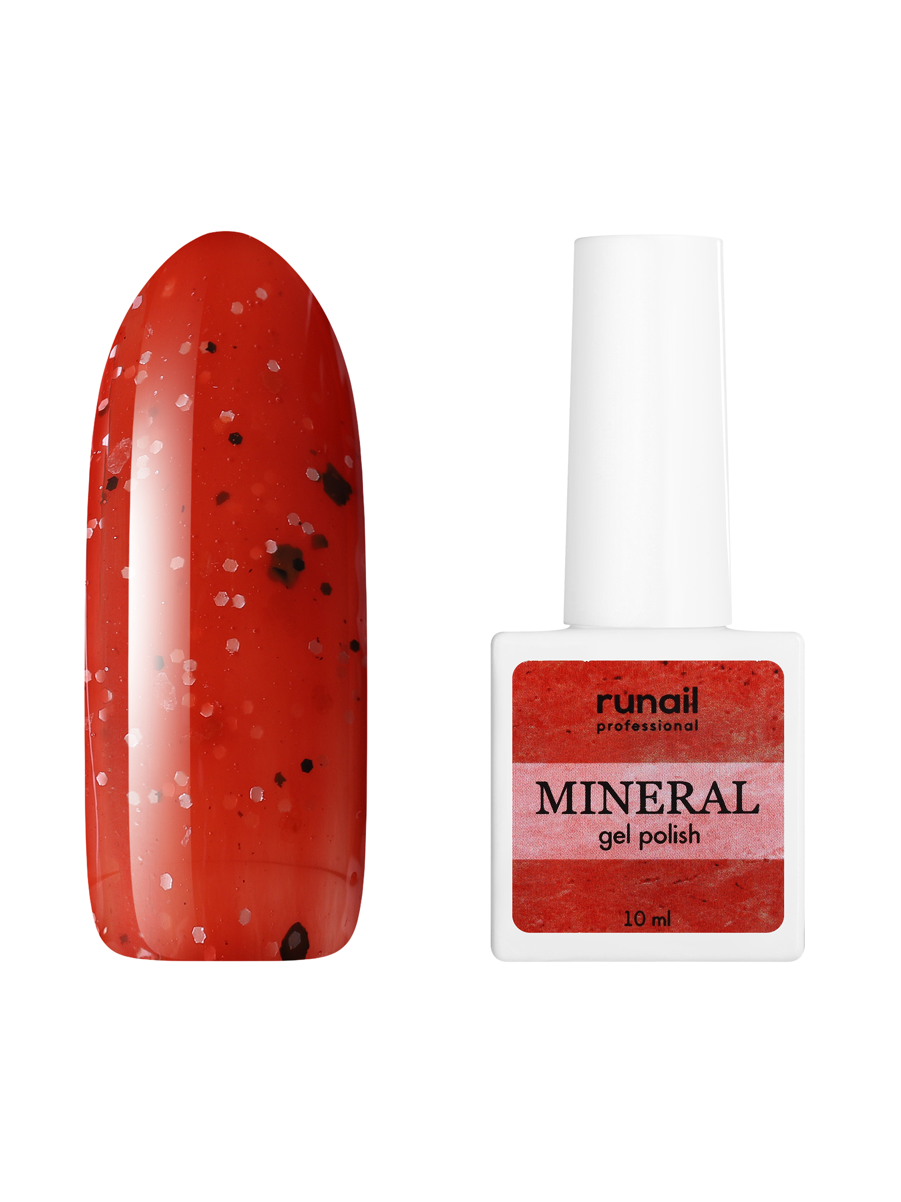 Гель-лак для ногтей ruNail Mineral №7281 с хлопьями и поталью профессиональный, 10 мл