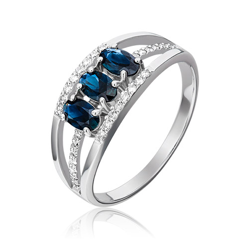 

Кольцо из золота р. 17,5 PLATINA jewelry 01-1306-00-105-1120-30, сапфир\бриллиант, 01-1306-00-105-1120-30
