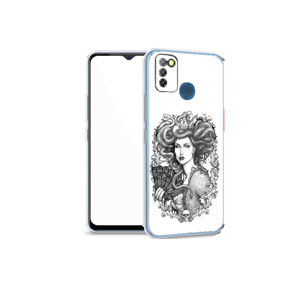 

Чехол MyPads Tocco для Infinix Hot 10 Lite медуза черно белый, Прозрачный, Tocco