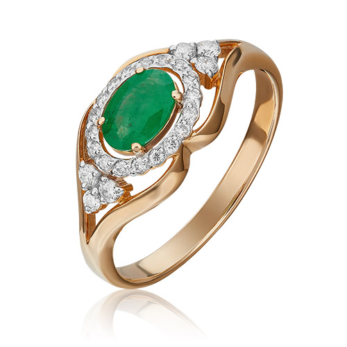 

Кольцо из золота р. 18 PLATINA jewelry 01-1307-00-106-1110-30, изумруд\бриллиант, 01-1307-00-106-1110-30