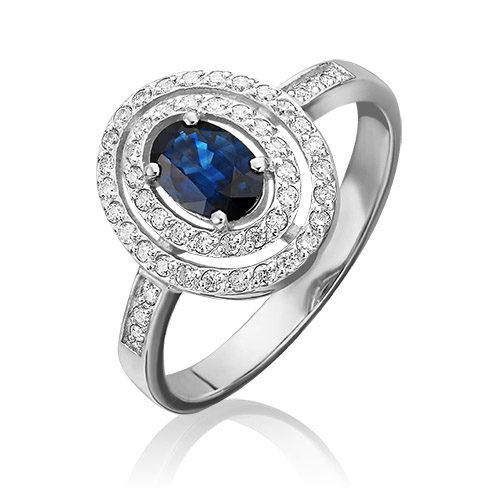 

Кольцо из золота р. 18,5 PLATINA jewelry 01-1310-00-105-1120-30, сапфир\бриллиант, 01-1310-00-105-1120-30