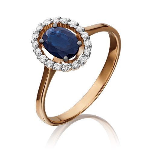 

Кольцо из золота р. 16 PLATINA jewelry 01-1313-00-105-1110-30, сапфир\бриллиант, 01-1313-00-105-1110-30