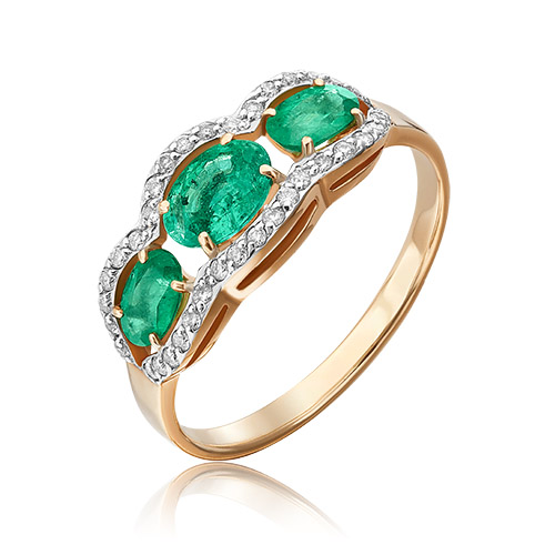 

Кольцо из золота р. 17,5 PLATINA jewelry 01-1315-00-106-1110-30, бриллиант\изумруд, 01-1315-00-106-1110-30