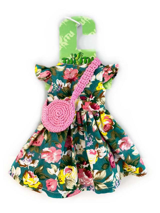 фото Комплект одежды для кукол tukitu платье с крылышками, бант на голову, вязаная сумочка, 1