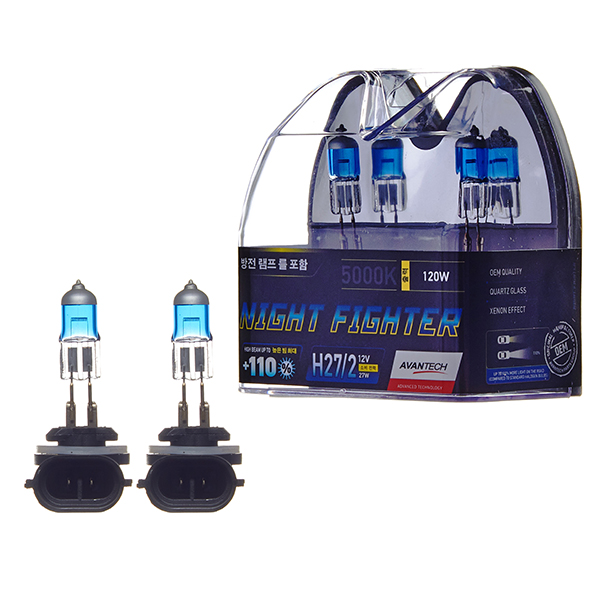 Лампа высокотемпературная H27/2 12V 27W (50W) 5000K, комплект 2 шт.