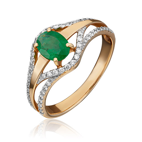 

Кольцо из золота р. 17,5 PLATINA jewelry 01-1323-00-106-1110-30, изумруд\бриллиант, 01-1323-00-106-1110-30