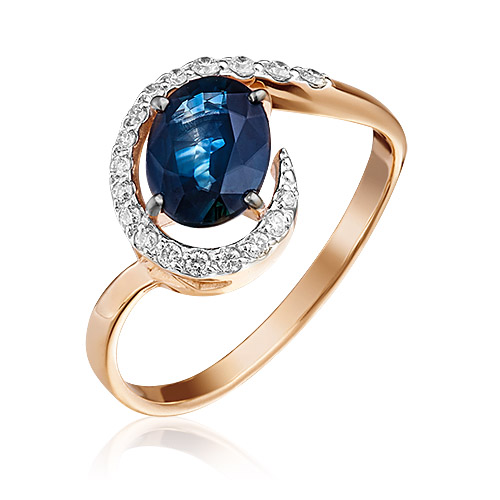 

Кольцо из красного золота р. 16,5 PLATINA jewelry 01-1337-00-105-1110-30, сапфир/бриллиант, 01-1337-00-105-1110-30