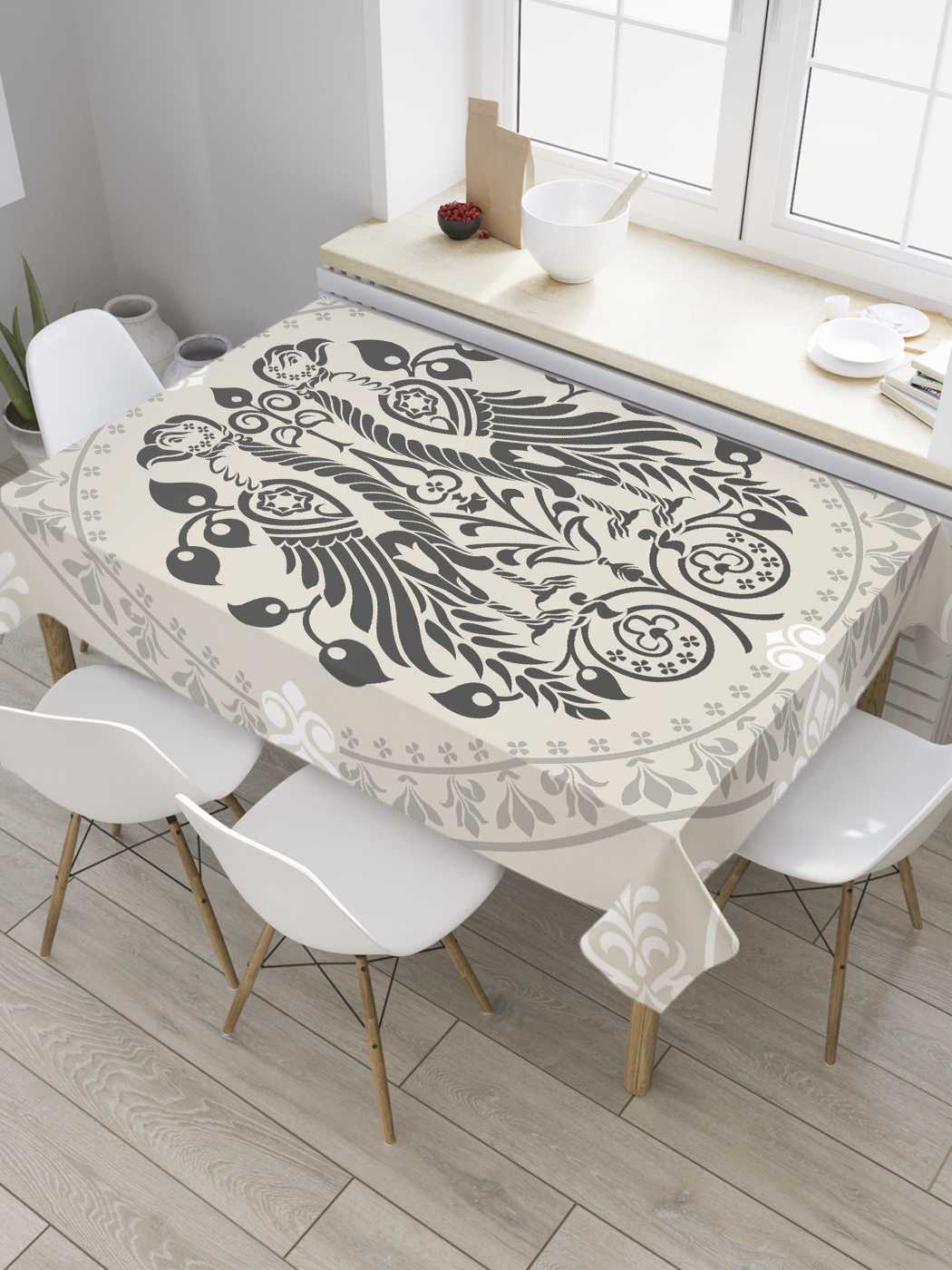 

Скатерть прямоугольная JoyArty "Геральдические орлы" из сатена, 180x145 см, Серый, Геральдические орлы