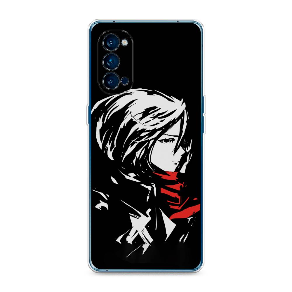 

Чехол на Oppo Reno 4 Pro 5G "Микаса минимализм", Черный;серый;красный, 253750-4