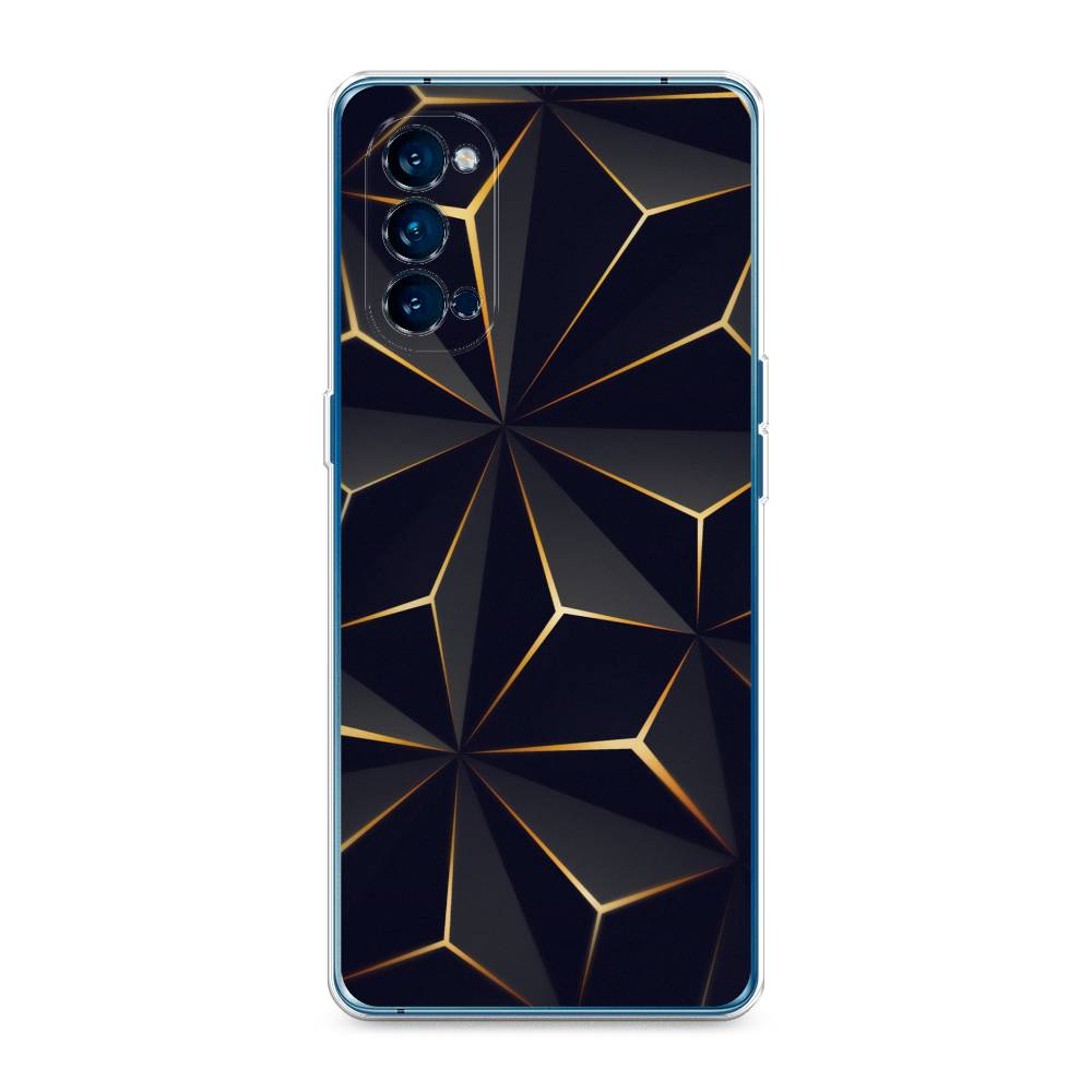 

Чехол на Oppo Reno 4 Pro 5G "Черные полигоны", Золотистый;черный, 253750-3