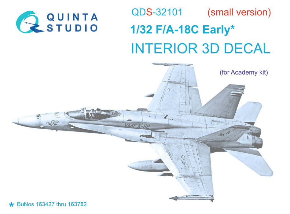 

QDS-32101 3D Декаль интерьера кабины F/A-18C Early Academy малая версия, Цветной