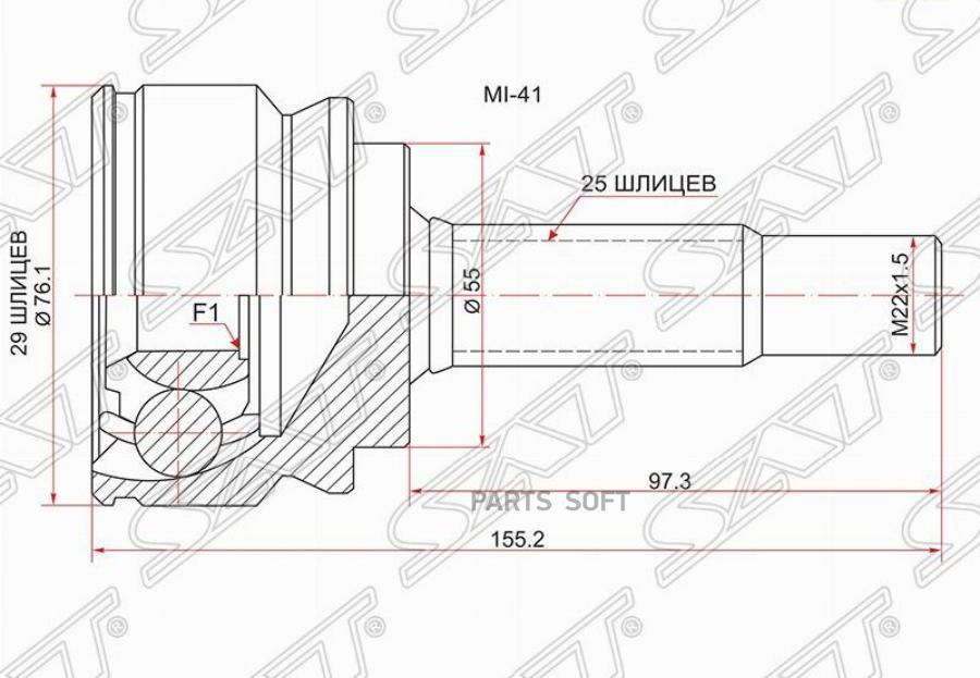 

Шрус наружный MITSUBISHI COLT 4G15/4G19/Z24A/Z25/Z27/02- 1шт