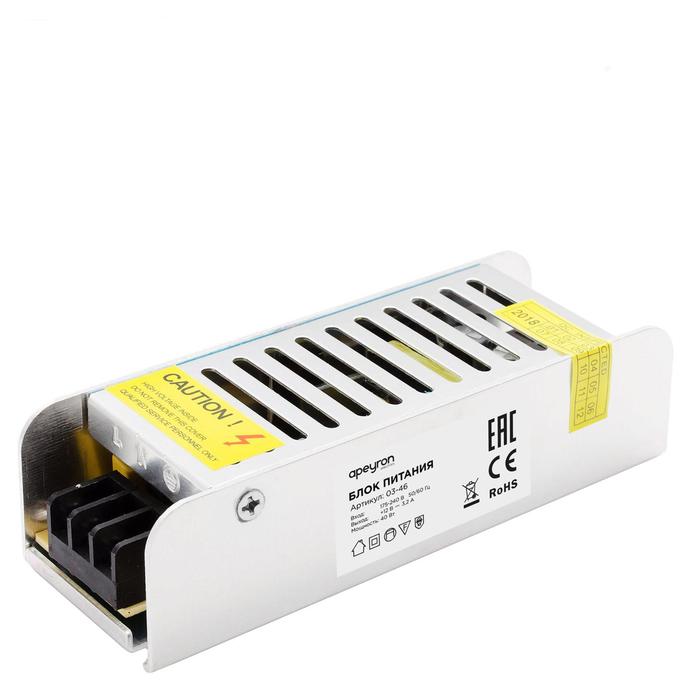 

Блок питания Apeyron Electrics для светодиодной ленты 12 В, 40 Вт, IP20