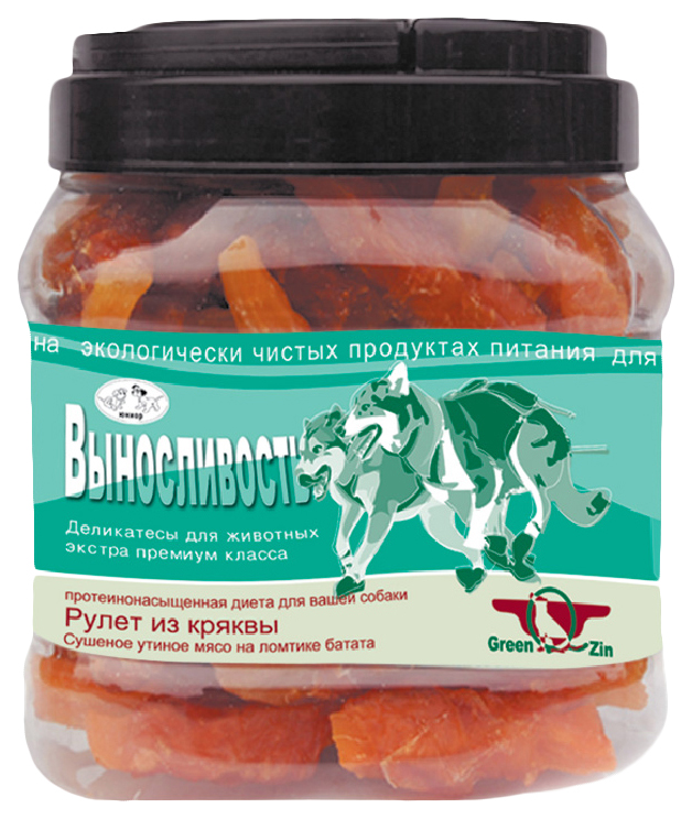 Лакомство для собак Green Qzin Выносливость Сушеное утиное мясо на ломтике батата 750 г