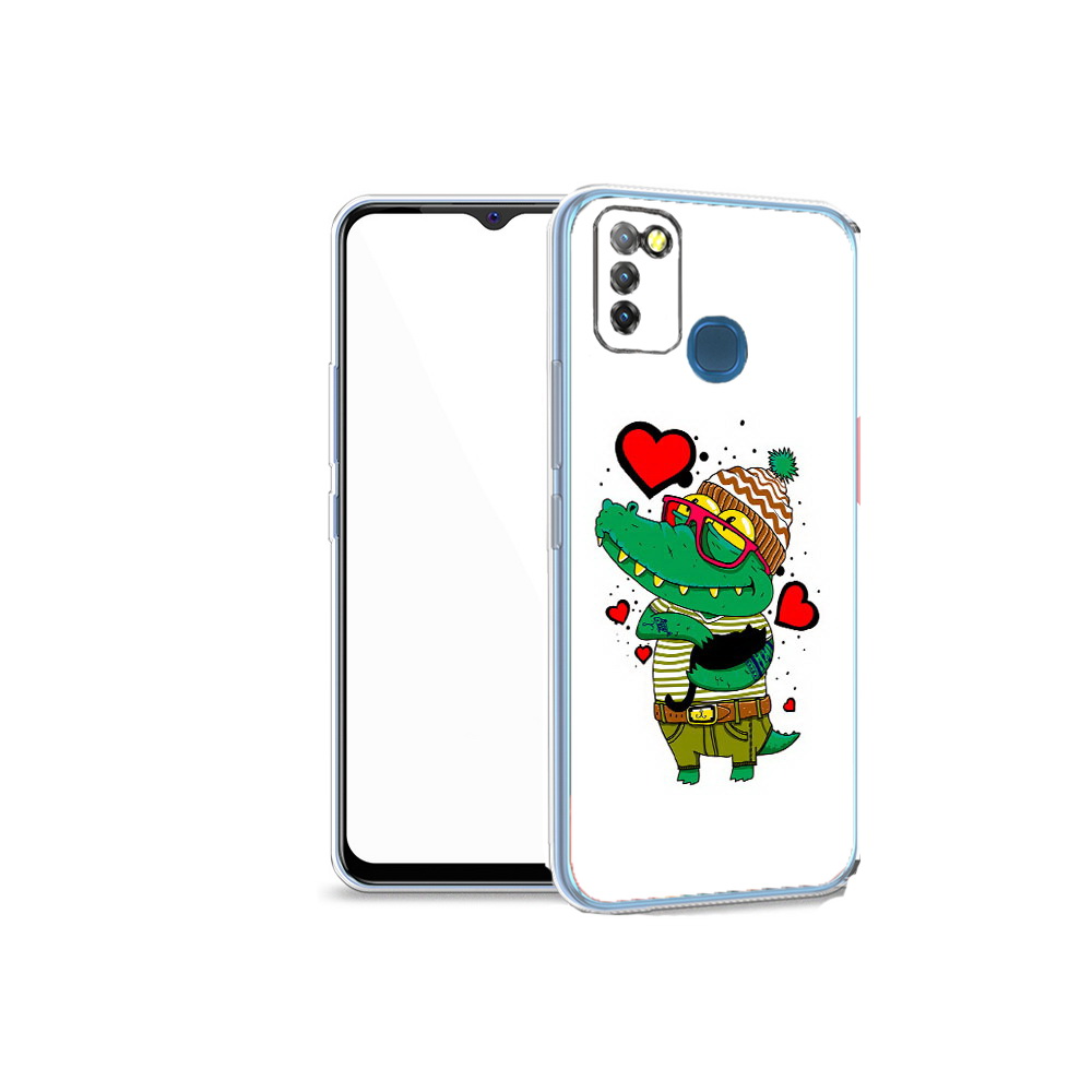 

Чехол MyPads Tocco для Infinix Hot 10 Lite Влюбленный крокодил, Прозрачный, Tocco