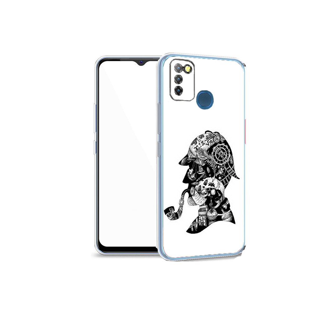 

Чехол MyPads Tocco для Infinix Hot 10 Lite мужчина с трубкой абстракция, Прозрачный, Tocco