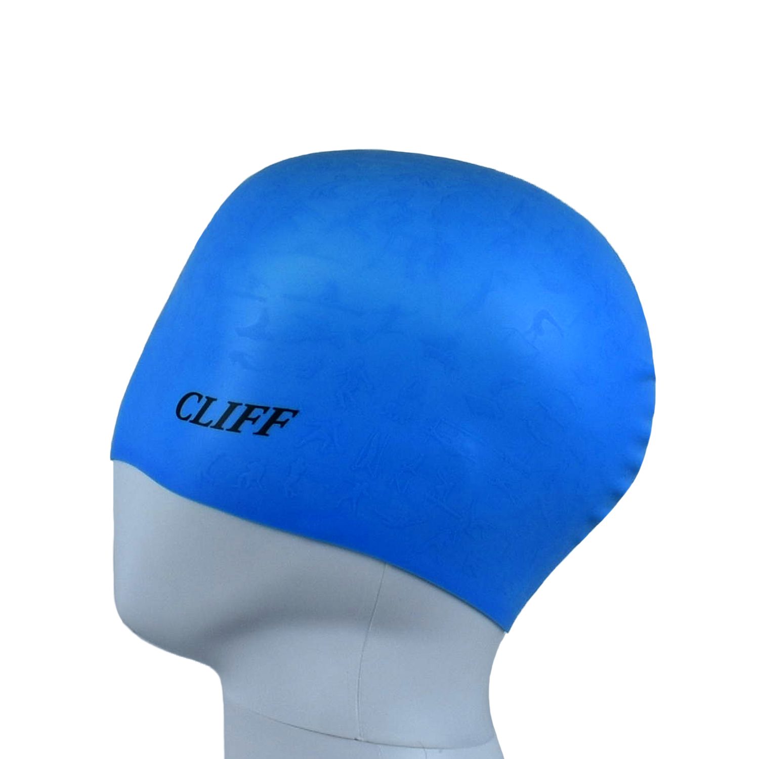 Шапочка для плавания CLIFF силиконовая, с рельефом, голубая