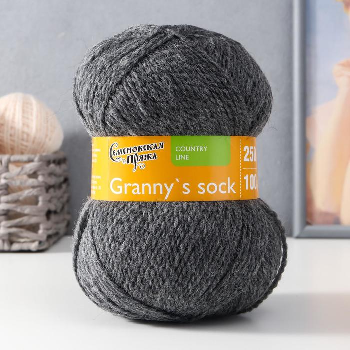 

Пряжа Granny`s sock W (Бабушкин носок ЧШ) 100% шерсть 250м/100гр маренго (42), Серый