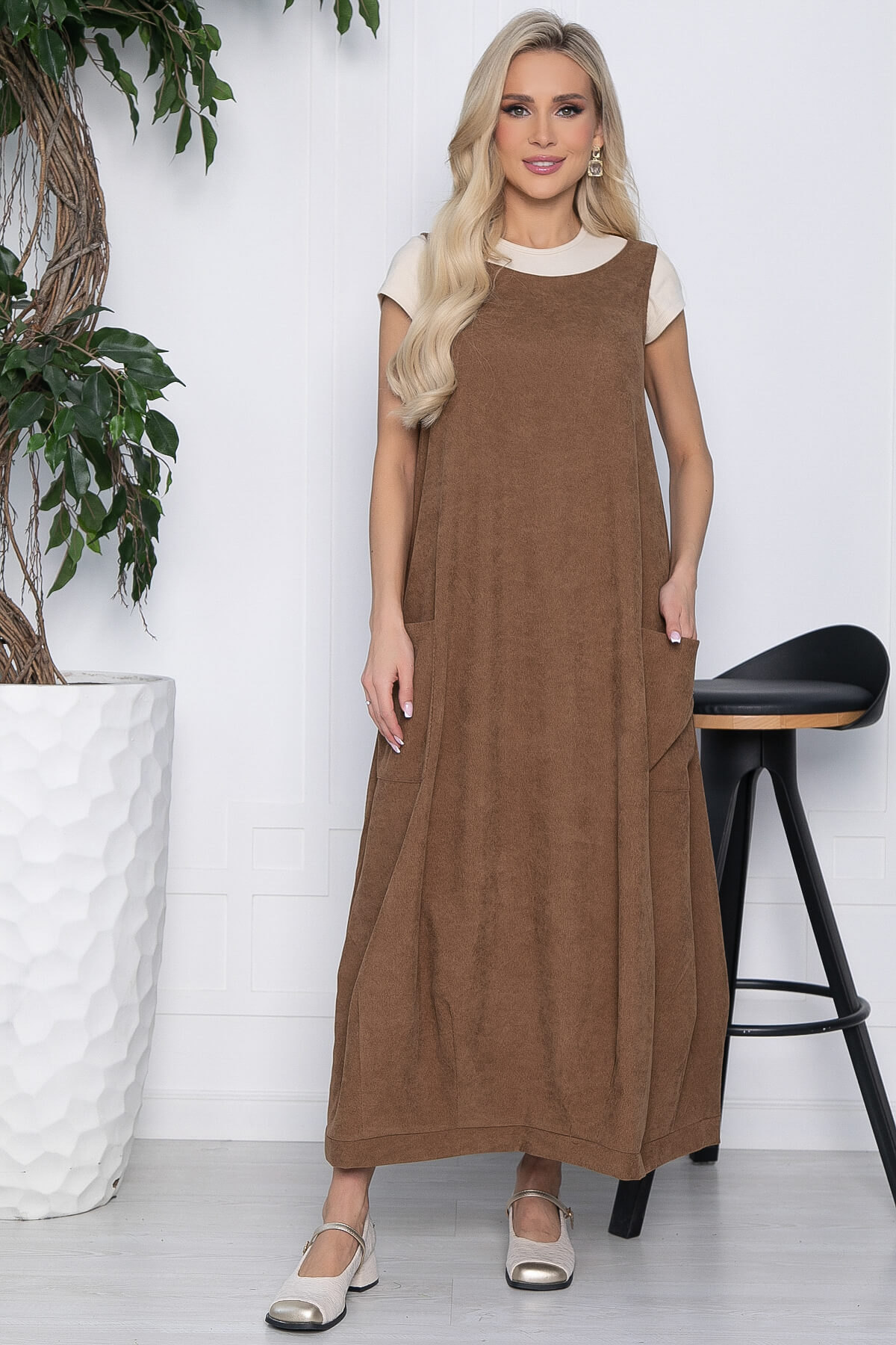 

Сарафан женский LT Collection В стиле бохо коричневый 46 RU, В стиле бохо