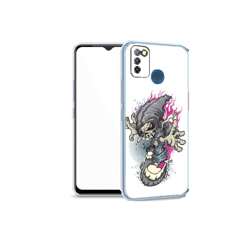 

Чехол MyPads Tocco для Infinix Hot 10 Lite нарисованный скелет на скейт борде, Прозрачный, Tocco