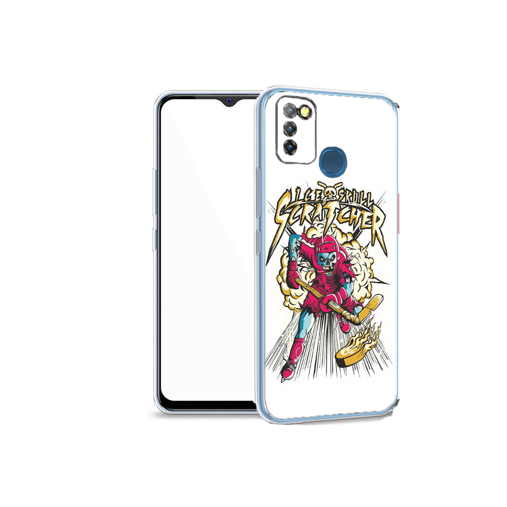 

Чехол MyPads Tocco для Infinix Hot 10 Lite нарисованный скелет хоккеист, Прозрачный, Tocco