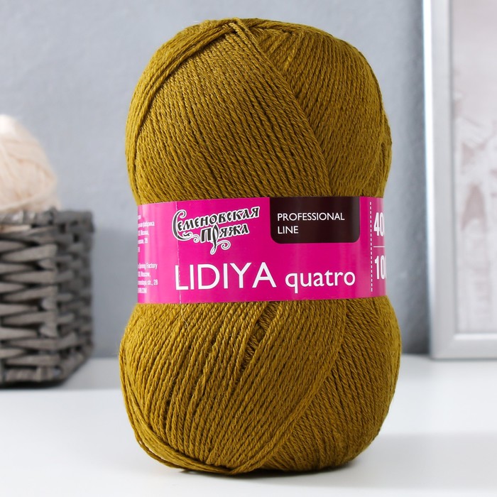 

Пряжа Lidiya quatro (Лидия кватро) 50% шерсть, 50% акрил 400м/100гр (1437 зел.янтарь)