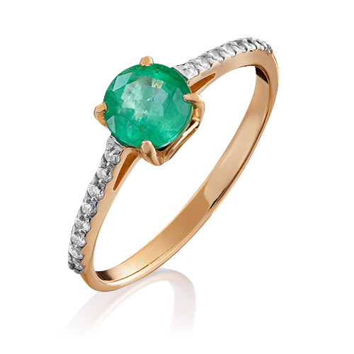 

Кольцо из золота р.  PLATINA jewelry 01-1343-00-106-1110-30, изумруд\бриллиант, 01-1343-00-106-1110-30