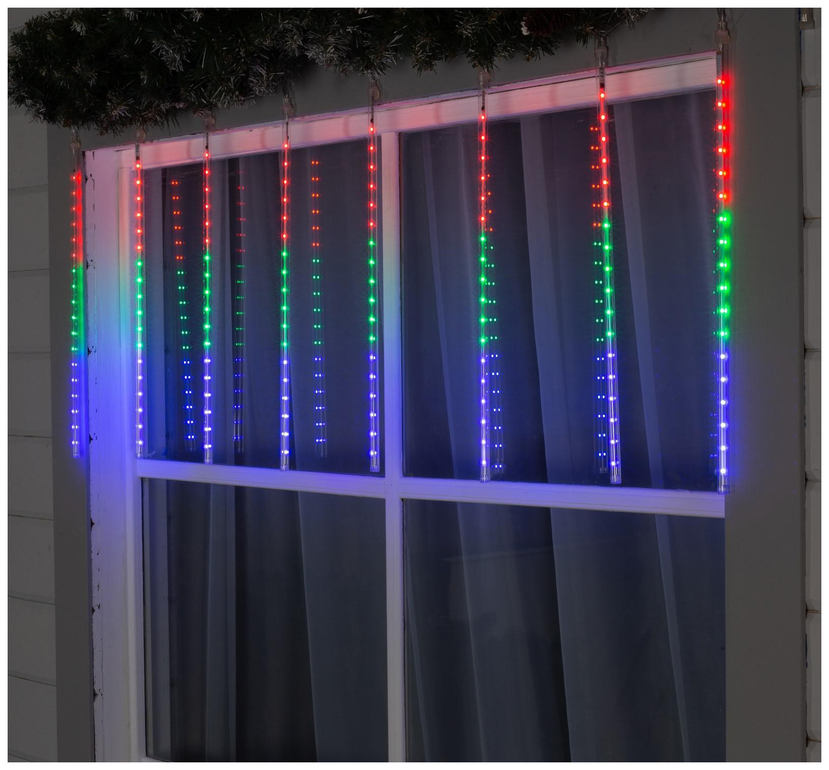 фото Гирлянда нить 3м сосульки 45 см, ip44, умс, прозр. нить, 36 led, свечение мульти, 12в luazon lighting