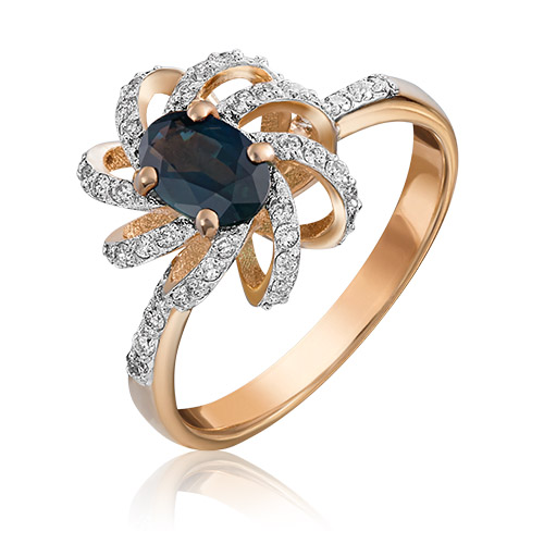 

Кольцо из золота р. 19 PLATINA jewelry 01-1347-00-105-1110-30, сапфир\бриллиант, 01-1347-00-105-1110-30