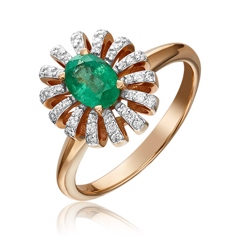 

Кольцо из золота р. 18,5 PLATINA jewelry 01-1349-00-106-1110-30, изумруд\бриллиант, 01-1349-00-106-1110-30