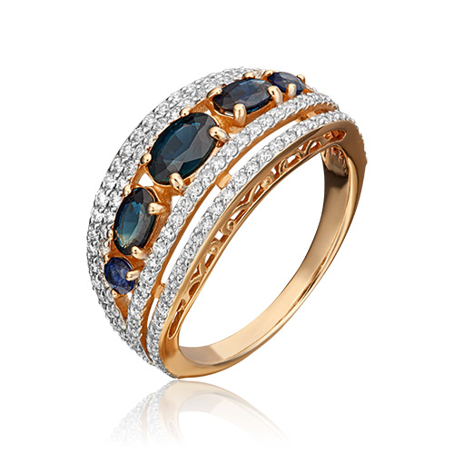 

Кольцо из золота р.  PLATINA jewelry 01-1351-00-105-1110-30, сапфир\бриллиант, 01-1351-00-105-1110-30
