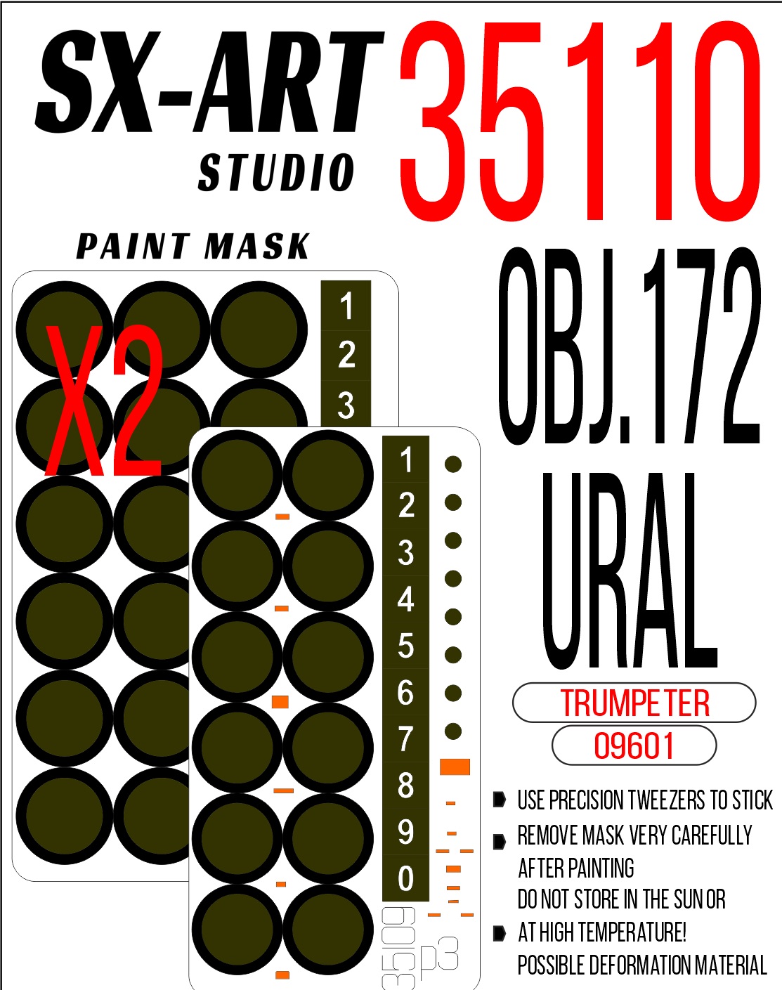 

35110SX Окрасочная маска Obj.172 T-72 Ural Trumpeter 09601