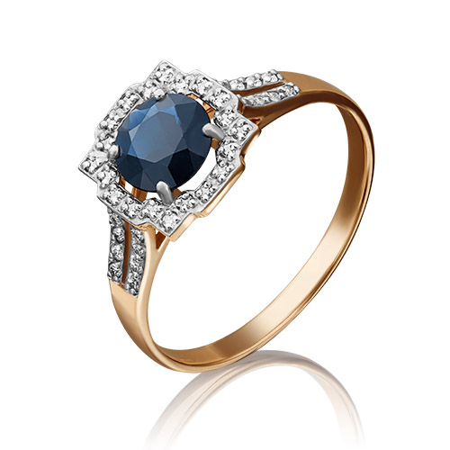 

Кольцо из золота р. 17 PLATINA jewelry 01-1355-00-105-1110-30, сапфир\бриллиант, 01-1355-00-105-1110-30
