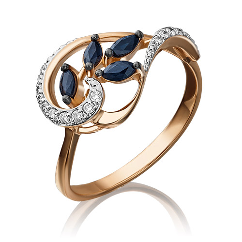 

Кольцо из золота р. 17 PLATINA jewelry 01-1363-00-105-1110-30, сапфир\бриллиант, 01-1363-00-105-1110-30
