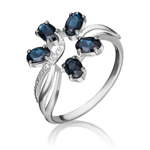 

Кольцо из золота р.  PLATINA jewelry 01-1373-00-105-1120-30, сапфир\бриллиант, 01-1373-00-105-1120-30