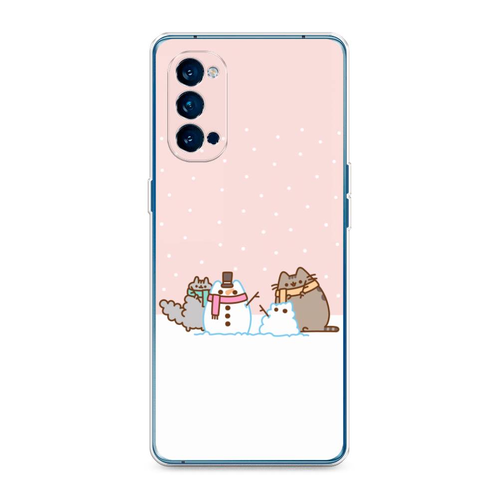 

Чехол на Oppo Reno 4 Pro 5G "Котики в снегу", Розовый;белый;серый, 253750-5