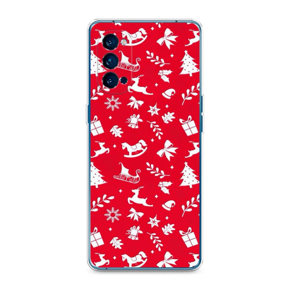 

Чехол на Oppo Reno 4 Pro 5G "Красный новогодний фон", Красный;белый, 253750-5