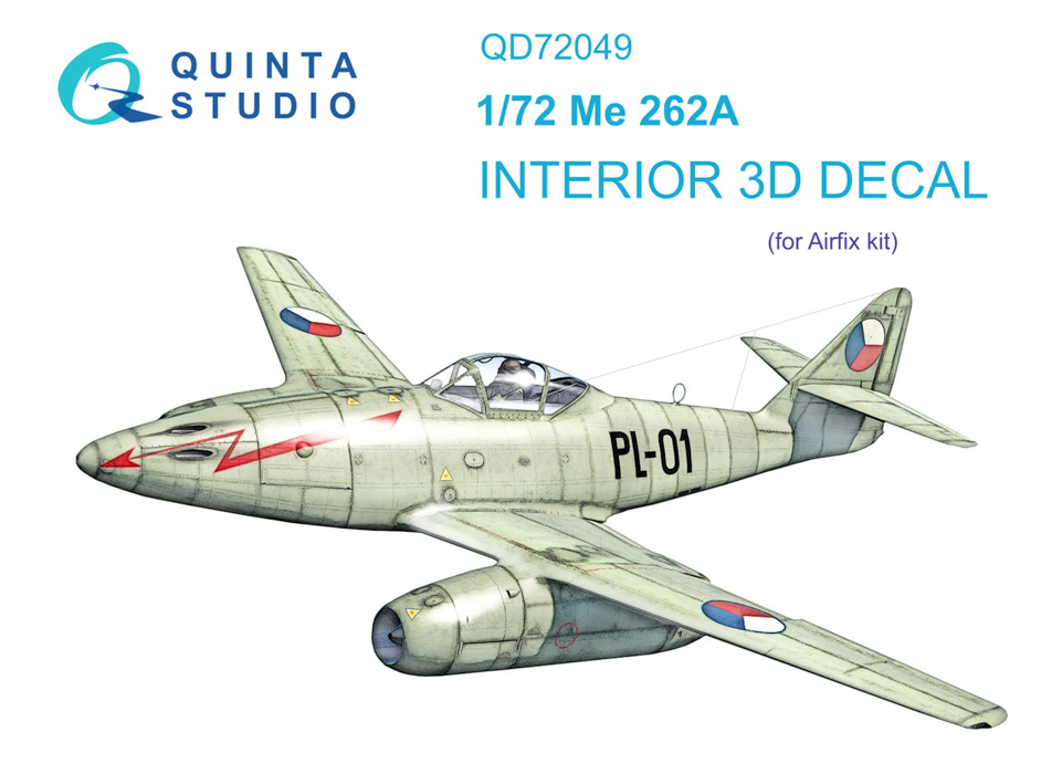 

QD72049 3D Декаль интерьера кабины Me-262A Airfix, Цветной