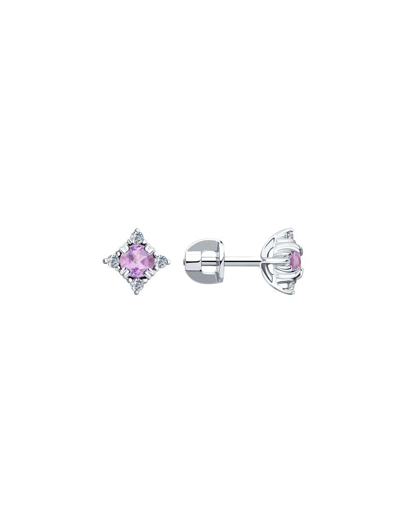 

Серьги пусеты из серебра TEO MAORI 892022405, аметист, 892022405