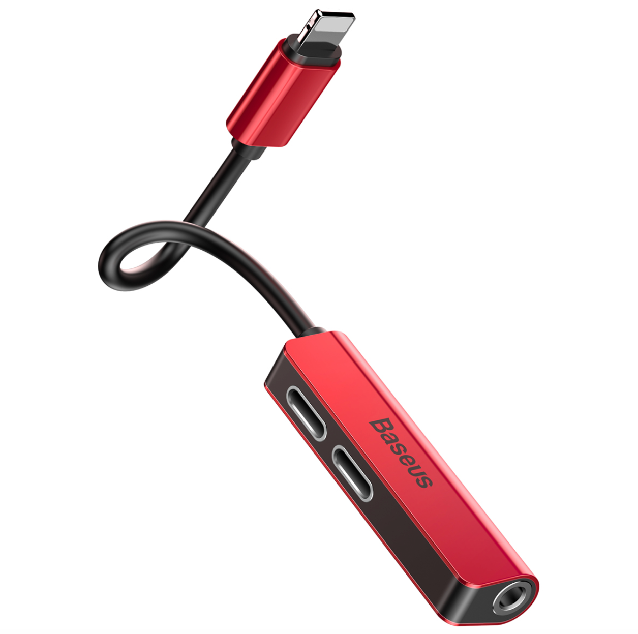 Baseus  6953156288478  Переходник Baseus 3-In-1 Lightning Male To Dual Lightning 3.5Mm Fem