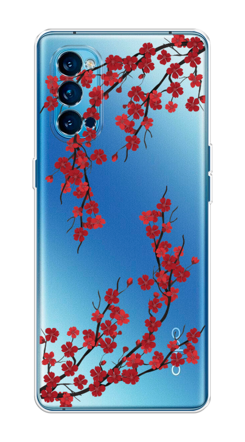 

Чехол на Oppo Reno 4 Pro 5G "Красная сакура", Красный;черный, 253750-2