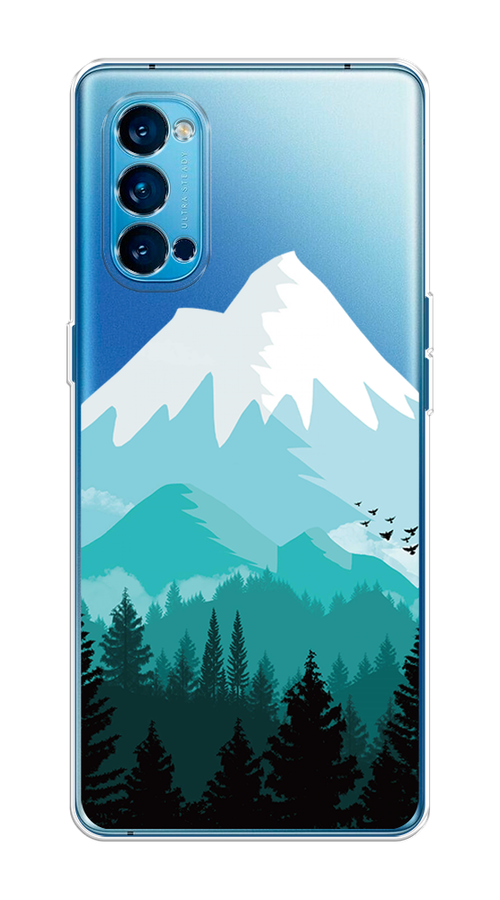 

Чехол на Oppo Reno 4 Pro 5G "Синяя снежная гора", Белый;голубой, 253750-2