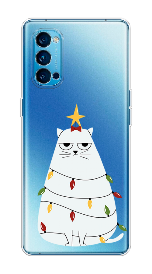 

Чехол на Oppo Reno 4 Pro 5G "Котик в гирлянде", Белый;красный;желтый, 253750-1