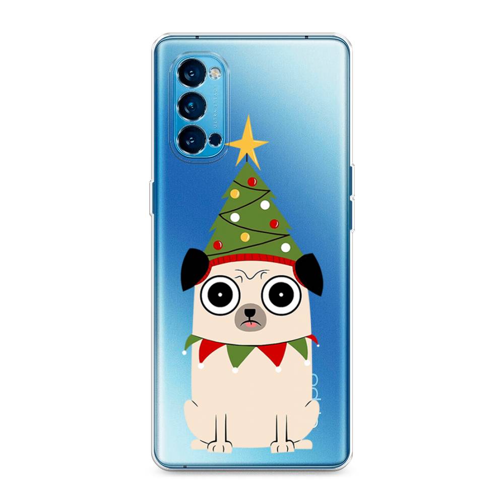 

Чехол на Oppo Reno 4 Pro 5G "Собачка с ёлочкой", Бежевый;красный;зеленый, 253750-1