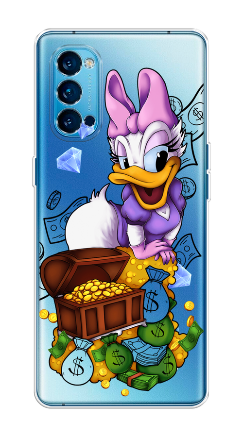 

Чехол на Oppo Reno 4 Pro 5G "Rich Daisy Duck", Коричневый;белый;фиолетовый, 253750-6