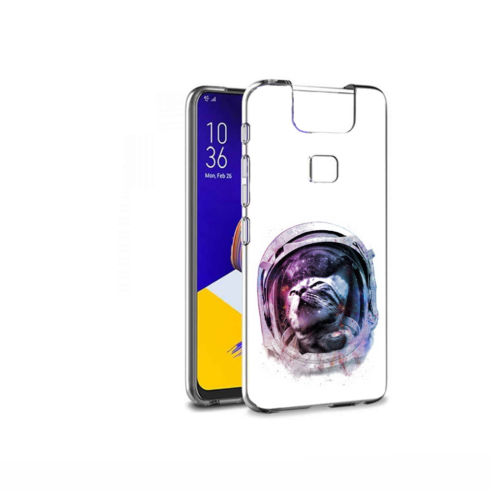 

Чехол MyPads Tocco для Asus ZenFone 6 (ZS630KL) кот в шлеме, Прозрачный, Tocco