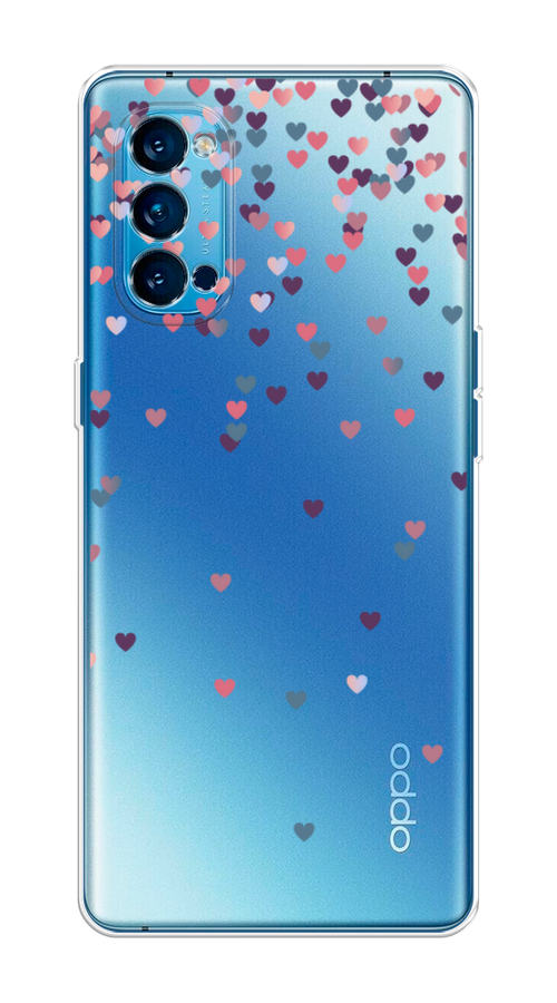 

Чехол на Oppo Reno 4 Pro 5G "Посыпка сердечки", Розовый;фиолетовый, 253750-3